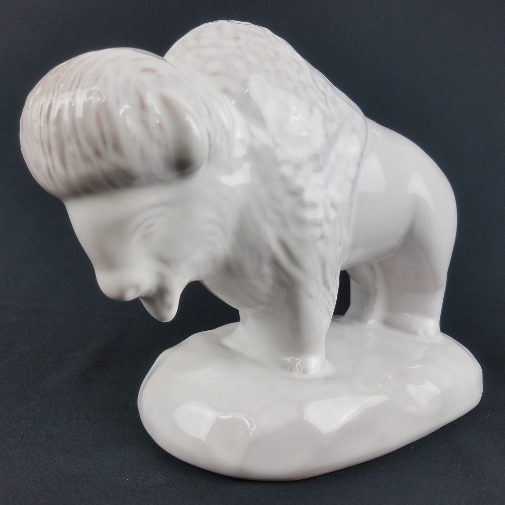 Vintage Frankoma Pottery White Buffalo Sculpture